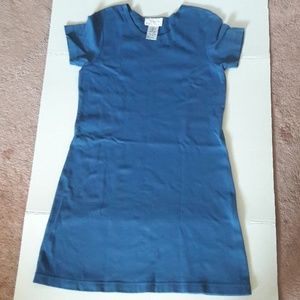 Talbots petite blue short sleeve fitted knit dress